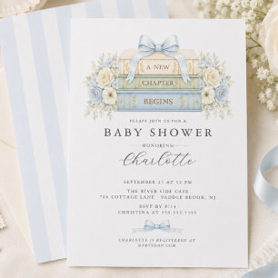 New Chapter Begins Boy Baby Shower Invitation