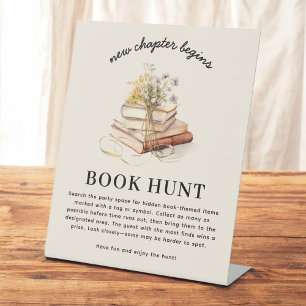 New Chapter Begins Bridal Shower Book Hunt Pedestal Sign