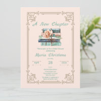 New Chapter Begins Bridal Shower Book Stack Floral