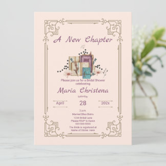 New Chapter Begins Bridal Shower Floral Beginnings Invitation