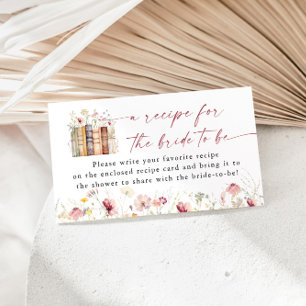 New Chapter Begins Bridal Shower Recipe Request Enclosure Card