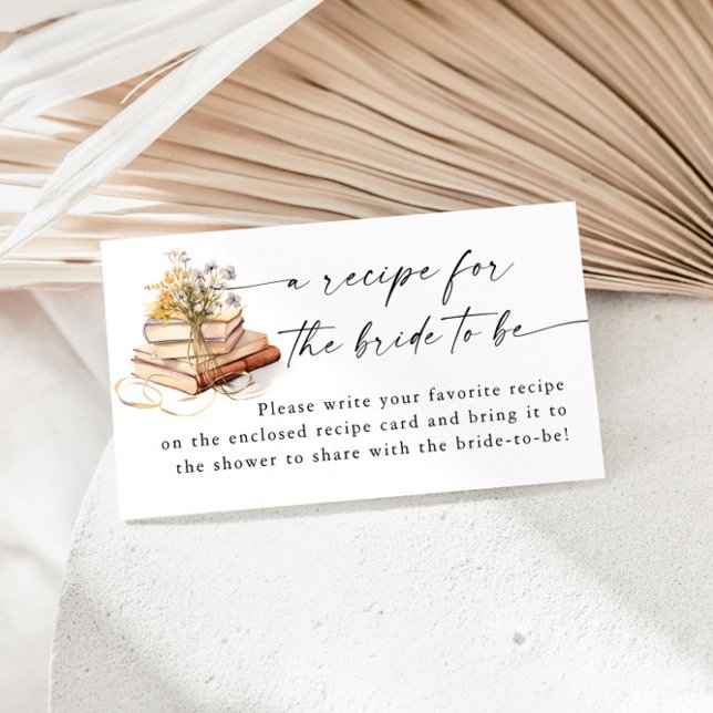 New Chapter Begins Bridal Shower Recipe Request Enclosure Card (Creator Uploaded)