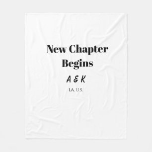NEW CHAPTER BEGINS couple name wedding PLACE SIMPL Fleece Blanket