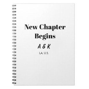 NEW CHAPTER BEGINS couple name wedding PLACE SIMPL Notebook