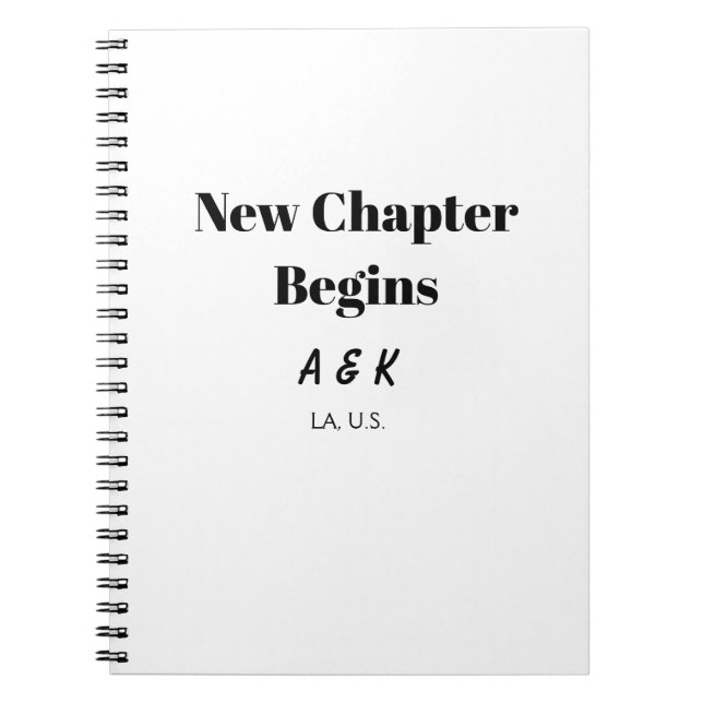 NEW CHAPTER BEGINS couple name wedding PLACE SIMPL Notebook (Front)