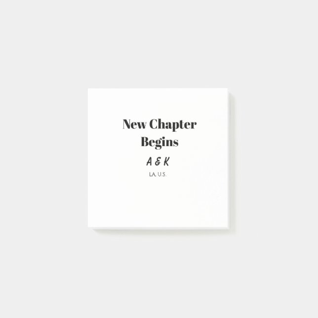 NEW CHAPTER BEGINS couple name wedding PLACE SIMPL Post-it Notes (Front)