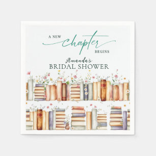 New Chapter Begins Floral Books Bridal Shower Napkin