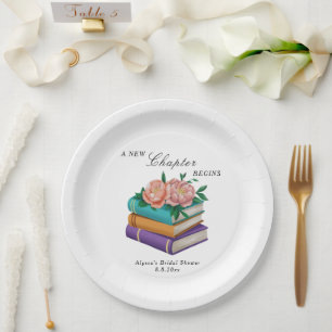 New Chapter Begins Floral Bridal Shower Paper Plate