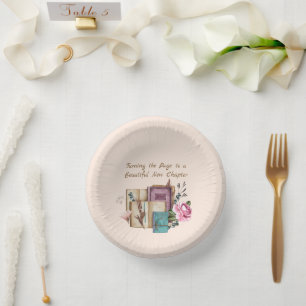 New Chapter Begins Floral New Beginnings Paper Plate