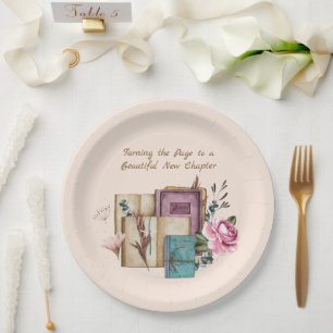 New Chapter Begins Floral New Beginnings Paper Plate