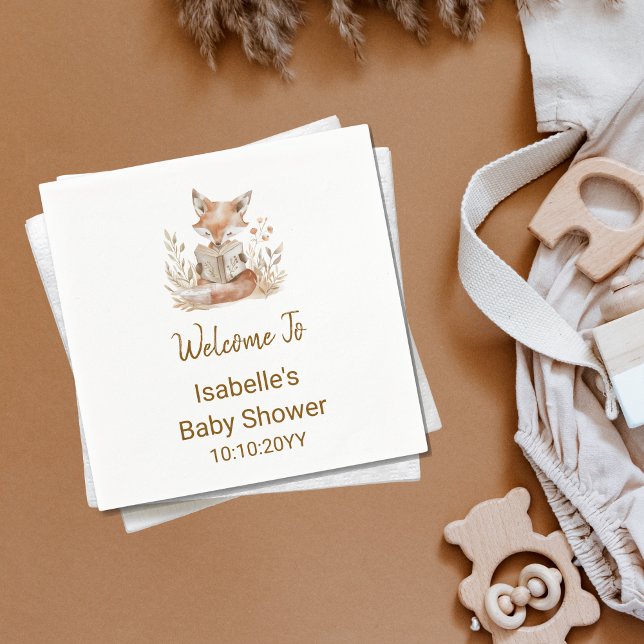 New Chapter Begins Fox Storybook Baby Shower  Napkin (Creator Uploaded)