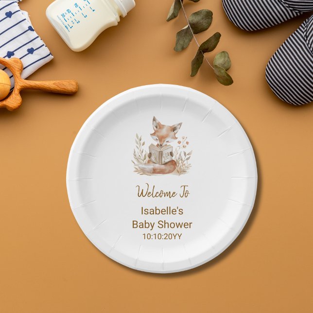 New Chapter Begins Fox Storybook Baby Shower Paper Plate (Creator Uploaded)