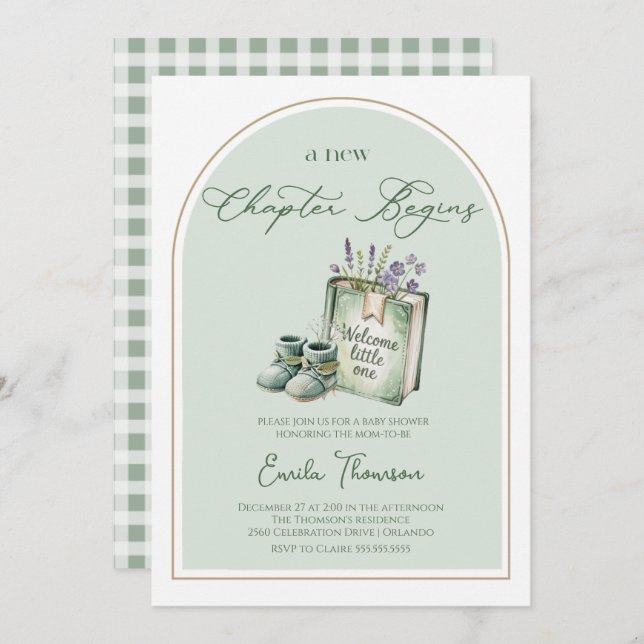 New Chapter Begins gender neutral Baby shower  Invitation (Front/Back)
