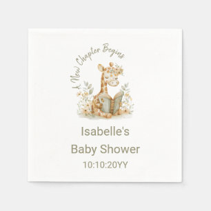 New Chapter Begins Giraffe Storybook Baby Shower  Napkin
