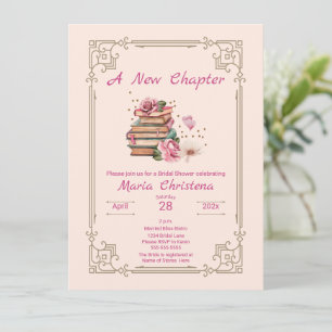 New Chapter Begins Romantic Book Bridal Shower Invitation