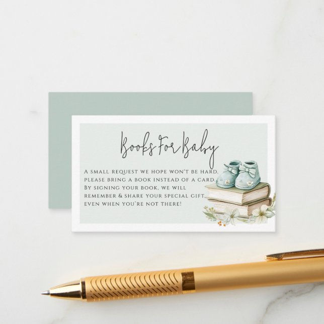 New Chapter Begins Storybook Boy Baby Shower Enclosure Card (Front/Back In Situ)