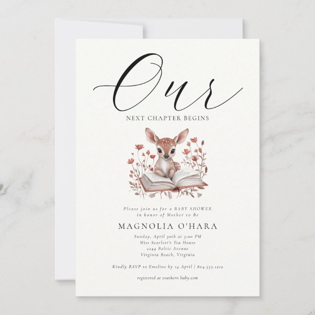 New Chapter Begins Storybook Floral Baby Shower   Invitation (Front)