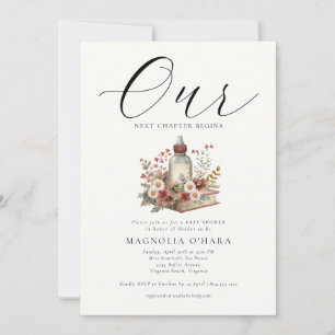 New Chapter Begins Storybook Floral Baby Shower  Invitation