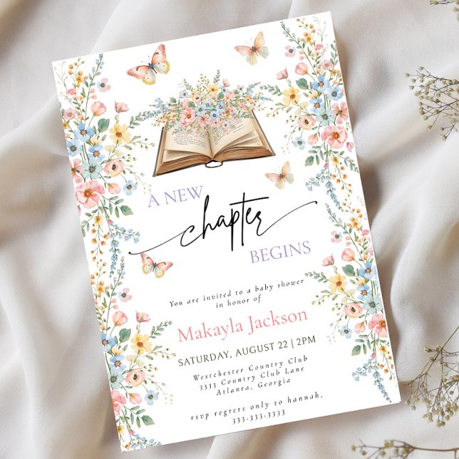 New Chapter Begins Storybook flowers Baby Shower Invitation (Creator Uploaded)