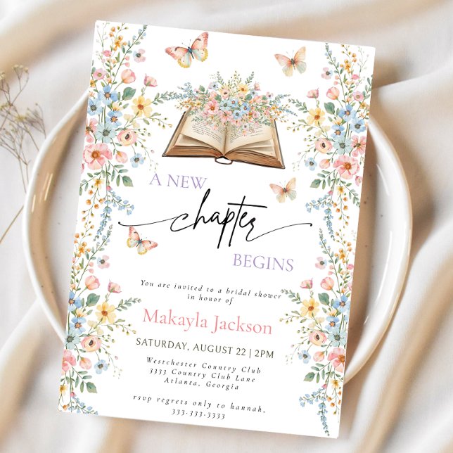 New Chapter Begins Storybook flowers Bridal Shower Invitation (Creator Uploaded)