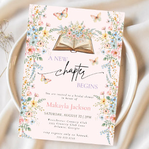 New Chapter Begins Storybook flowers Bridal Shower Invitation