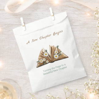 New Chapter Begins Turning the Page Floral Favour Bags