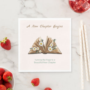 New Chapter Begins Turning the Page Floral Napkin