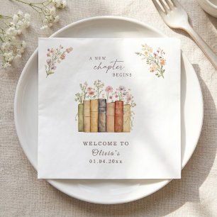 New Chapter Begins Vintage Floral Books Napkin