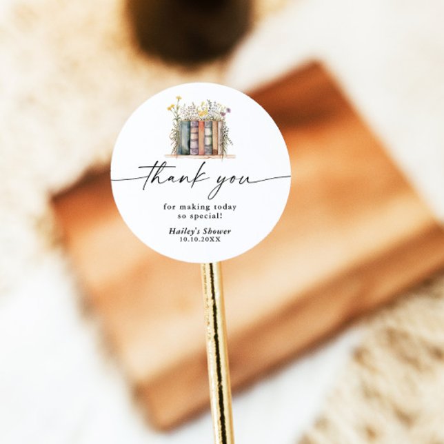 New Chapter Begins Wildflower Baby Shower Classic Round Sticker (Creator Uploaded)