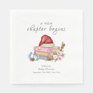 New Chapter Begins Winter Floral Baby Shower Napkin