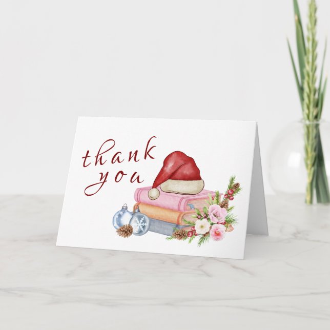 New Chapter Begins Winter Floral Baby Shower  Thank You Card (Front)