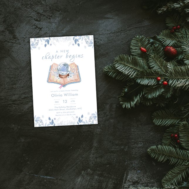 New Chapter Begins Winter Snowball Baby Shower Invitation (New Chapter Begins Winter Snowball Baby Shower Invitation)