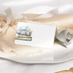 New Chapter Blue Bow Books Baby Shower Place Card