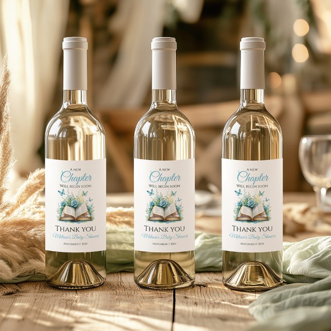 New Chapter Blue Boy Brunch StoryBook Baby Shower Wine Label (Creator Uploaded)