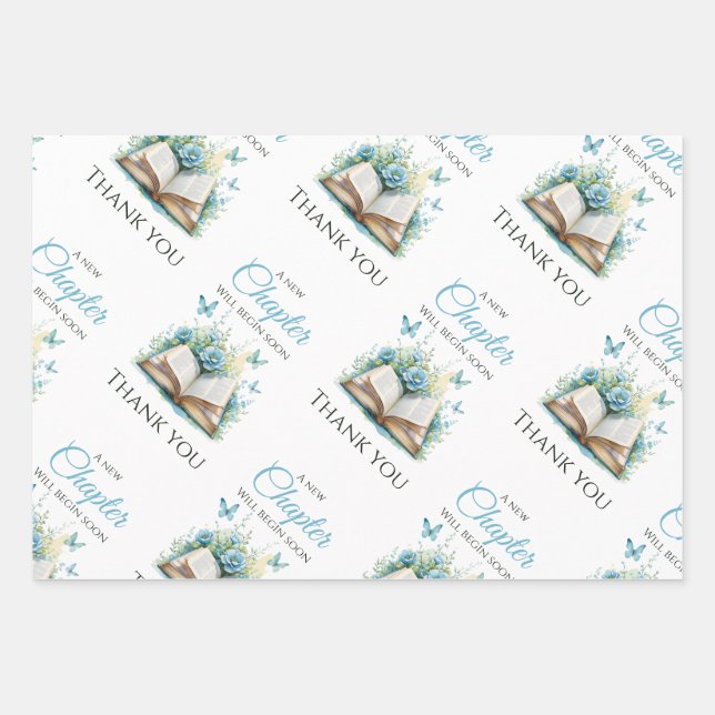 New Chapter Blue Boy Brunch StoryBook Baby Shower Wrapping Paper Sheet (Front)