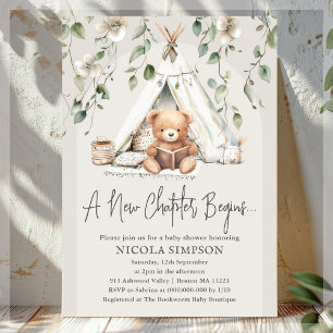 New Chapter Boho Bear Neutral Baby Shower Invitation