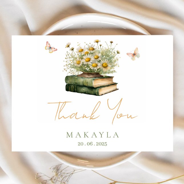 New Chapter Boho Book Floral Bridal Shower  Thank You Card (Creator Uploaded)