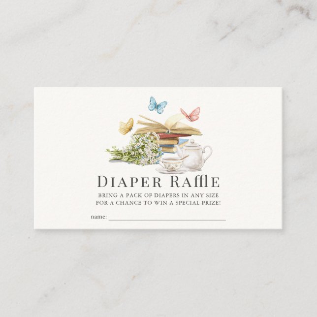 New Chapter Book Baby Shower Diaper Raffle Ticket Enclosure Card (Front)