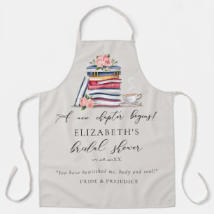 New Chapter Book Lover Bookworm Ecru Bridal Shower Apron
