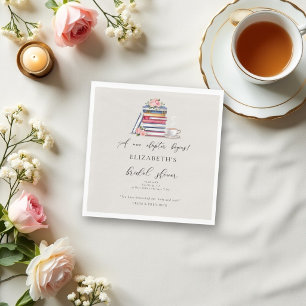New Chapter Book Lover Bookworm Ecru Bridal Shower Napkin