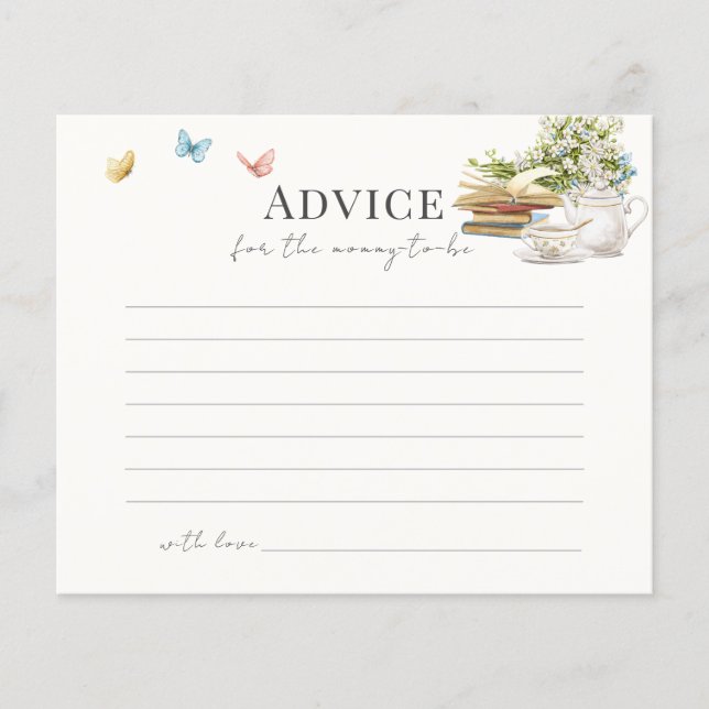 New Chapter Book Tea Baby Shower Advice Card (Front)