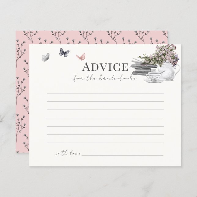 New Chapter Book Tea Pk Bridal Shower Advice Card (Front/Back)