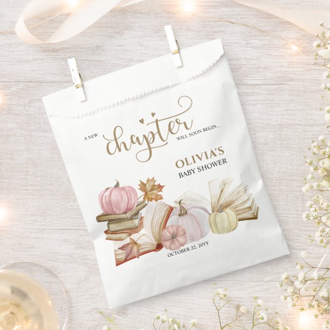 New Chapter Book Theme Blue Pumpkin Baby Shower Favour Bags (Clipped)