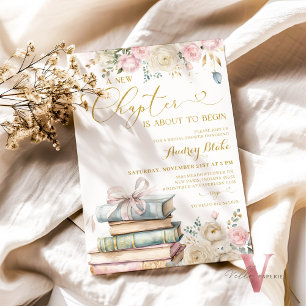 New Chapter Books Gold Bridal Shower Invitation