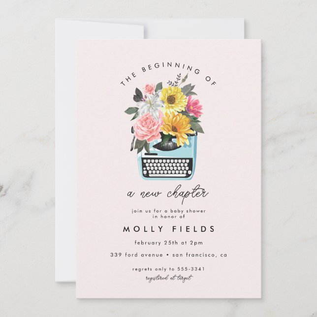 New Chapter Books Literary Writing Baby Shower Invitation (Front)