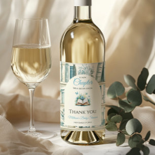 New Chapter Boy Library Book Baby Shower Decor Wine Label