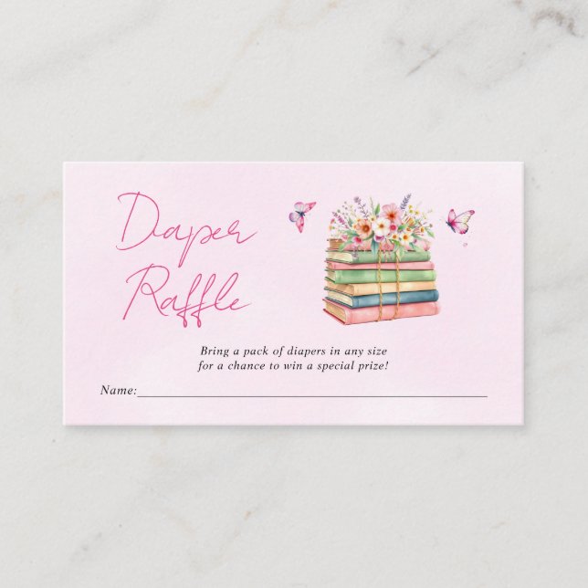 New Chapter Diaper Raffle girl shower pink Enclosure Card (Front)