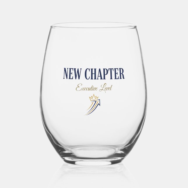 New Chapter Executive Level Career Promotion Stemless Wine Glass (Front)