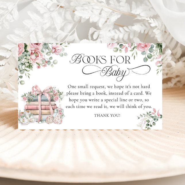 New Chapter Floral Baby Shower Books For Baby Enclosure Card (Creator Uploaded)