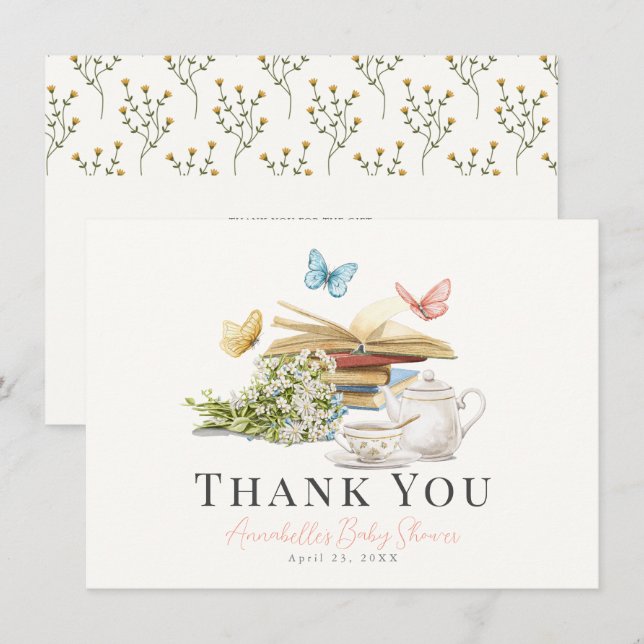 New Chapter Floral Baby Shower Thank You Card (Front/Back)